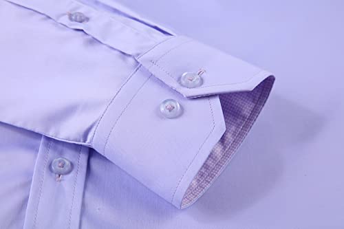 Alex Vando Mens Dress Shirts Wrinkle Free Regular Fit Stretch Bamboo Button Down Shirt,Lilac,XL