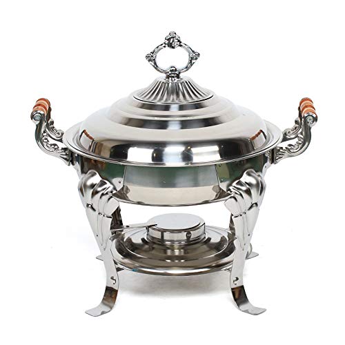 Shabu-Shabu Chafing Dish Stainless Steel Round Hot Pot Food Warmers Food Trays for Party Buffet Soup Pot Cookware with Alcohol Stove