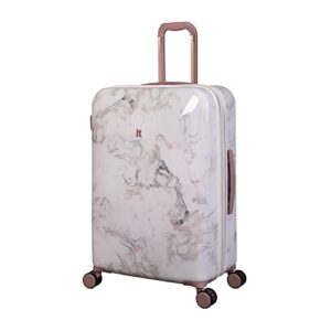 it luggage sheen 28" hardside checked 8 wheel expandable spinner, marmo rose print, 27"