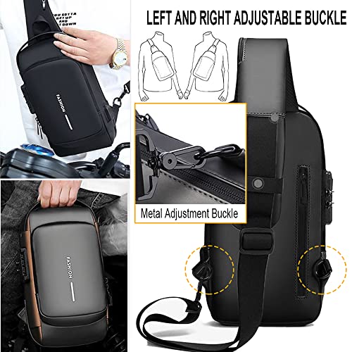 HOXSURY Sling Backpack USB Anti-Theft Waterproof Chest Daypack Casual Shoulder Bag (Black)