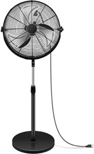 simple deluxe 20 inch pedestal standing fan, high velocity, heavy duty metal for industrial, commercial, residential, greenhouse use
