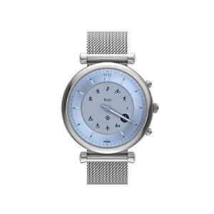 Fossil Carlie Gen 6 Hybrid 38mm Stainless Steel Mesh Smart Watch,Fitness Tracker Color: Silver (Model: FTW7076)