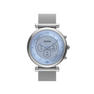 Fossil Carlie Gen 6 Hybrid 38mm Stainless Steel Mesh Smart Watch,Fitness Tracker Color: Silver (Model: FTW7076)