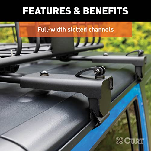 CURT 18122 Black Steel Quick-Release Roof Rack Crossbars, Fits Select Jeep Wrangler JL, Gladiator