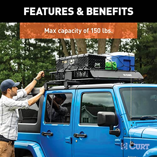 CURT 18122 Black Steel Quick-Release Roof Rack Crossbars, Fits Select Jeep Wrangler JL, Gladiator