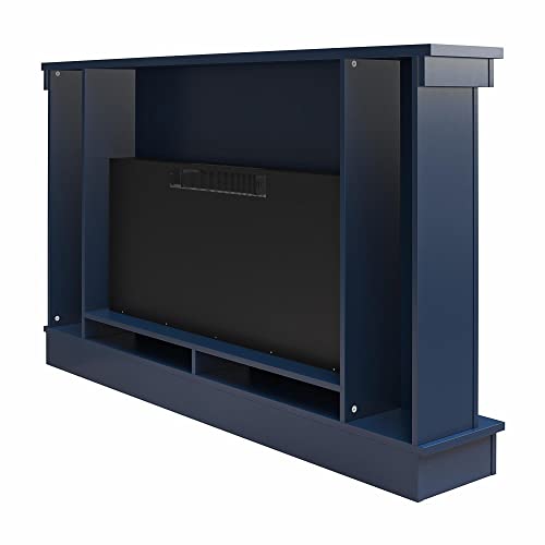 Novogratz Waverly Wide Mantel with Linear Electric Fireplace & Crystal Ember Bed, Navy