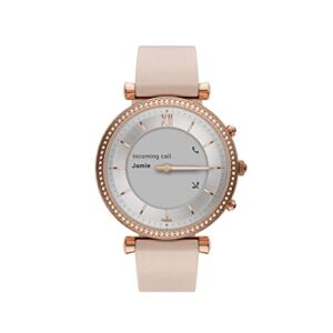 Fossil Carlie Gen 6 Hybrid 38mm Stainless Steel and Silicone Smart Watch,Fitness Tracker Color: Rose Gold, Taupe (Model: FTW7077)