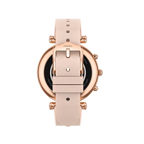 Fossil Carlie Gen 6 Hybrid 38mm Stainless Steel and Silicone Smart Watch,Fitness Tracker Color: Rose Gold, Taupe (Model: FTW7077)