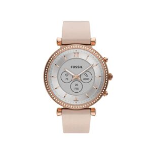 Fossil Carlie Gen 6 Hybrid 38mm Stainless Steel and Silicone Smart Watch,Fitness Tracker Color: Rose Gold, Taupe (Model: FTW7077)