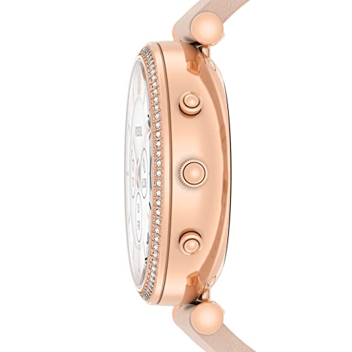 Fossil Carlie Gen 6 Hybrid 38mm Stainless Steel and Silicone Smart Watch,Fitness Tracker Color: Rose Gold, Taupe (Model: FTW7077)