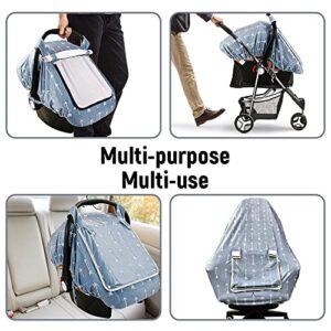 beetoy Multi-Use Infant Car Seat Cover with Mesh Window | Super Stretchy & Adjustable | Summer Stroller Cover for Babies | Customized Covers for Boys | Breathable & Lightweight