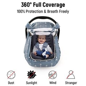 beetoy Multi-Use Infant Car Seat Cover with Mesh Window | Super Stretchy & Adjustable | Summer Stroller Cover for Babies | Customized Covers for Boys | Breathable & Lightweight