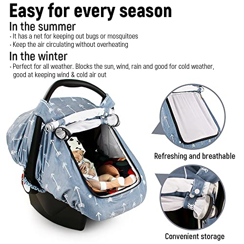 beetoy Multi-Use Infant Car Seat Cover with Mesh Window | Super Stretchy & Adjustable | Summer Stroller Cover for Babies | Customized Covers for Boys | Breathable & Lightweight