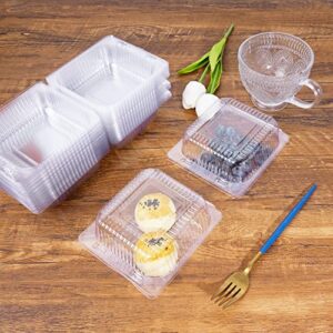 HIQQUGU 100 PCS Plastic Hinged Take Out Containers Clamshell Take Out Tray, Clear Plastic Take out Containers, for Sandwiches, Salads, Hamburgers, (5x4.7x2.8 in)