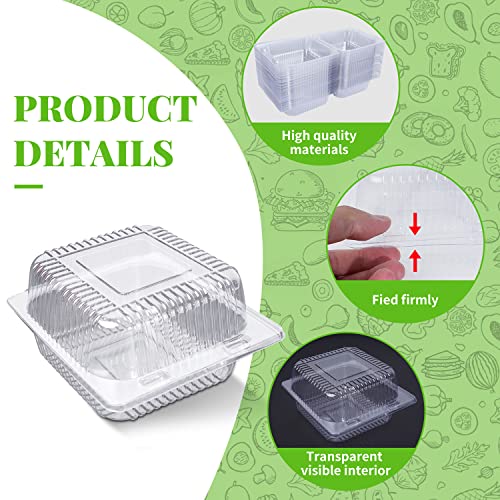 HIQQUGU 100 PCS Plastic Hinged Take Out Containers Clamshell Take Out Tray, Clear Plastic Take out Containers, for Sandwiches, Salads, Hamburgers, (5x4.7x2.8 in)
