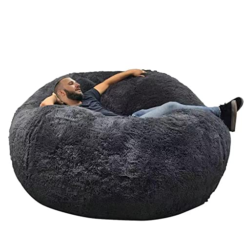 Bean Bag Chairs, 5ft Giant Bean Bag Cover, Soft Micro-Fiber Bean Bag Chairs for Adults (It was only a Cover, not a Full Bean Bag, No Filler) Big Bean Bag Bed(Dark Grey) 5FT (150cmx70cm)