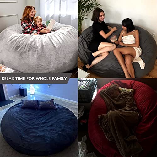 Bean Bag Chairs, 5ft Giant Bean Bag Cover, Soft Micro-Fiber Bean Bag Chairs for Adults (It was only a Cover, not a Full Bean Bag, No Filler) Big Bean Bag Bed(Dark Grey) 5FT (150cmx70cm)