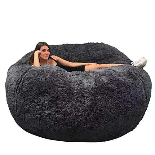 Bean Bag Chairs, 5ft Giant Bean Bag Cover, Soft Micro-Fiber Bean Bag Chairs for Adults (It was only a Cover, not a Full Bean Bag, No Filler) Big Bean Bag Bed(Dark Grey) 5FT (150cmx70cm)