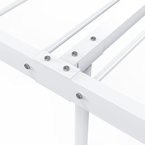 Twin Size Bed Frame 12 Inch Metal Platform Bed Frames Twin Mattress Foundation Single Beds with Headboard and Footboard, Easy Assembly, White