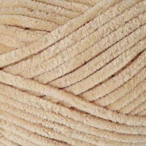 2 Skein La Mia Mellow Velvet Chenille Yarn for Knitting and Crocheting Baby Clothes, Blankets and Accessories, 100% Polyester, 100 gr (3.5 oz) / 115 m (125 Yards), Super Bulky, Beige - 908