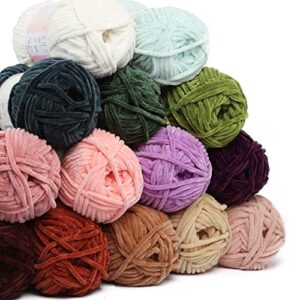 2 Skein La Mia Mellow Velvet Chenille Yarn for Knitting and Crocheting Baby Clothes, Blankets and Accessories, 100% Polyester, 100 gr (3.5 oz) / 115 m (125 Yards), Super Bulky, Cream - 910