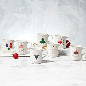 Le Creuset Stoneware Noel Collection Reindeer Face Mug, White w/Applique, 14 oz.