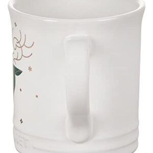 Le Creuset Stoneware Noel Collection Reindeer Face Mug, White w/Applique, 14 oz.