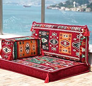 Authentic Arabic Majlis, Daybed Sofa, Arabic Floor Couch, Reading Loveseats, 8" Thickness Floor Seating Set, Moroccan Cushion