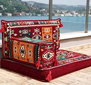 Authentic Arabic Majlis, Daybed Sofa, Arabic Floor Couch, Reading Loveseats, 8" Thickness Floor Seating Set, Moroccan Cushion