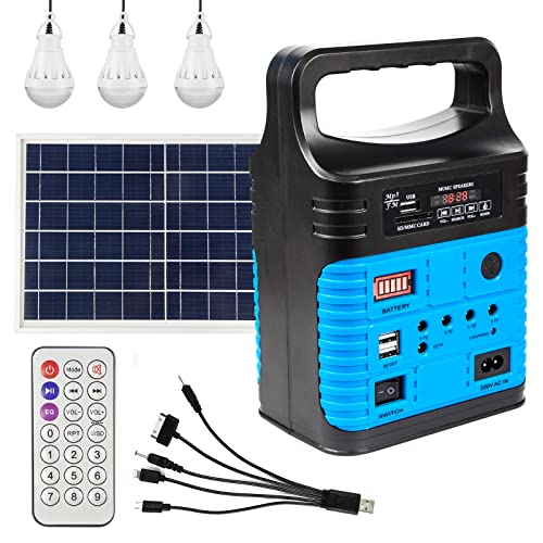 Solar Generator - Portable Power Station for Emergency Power Supply,Portable Generators for Camping,Home Use&Outdoor,Solar Powered Generator With Panel Including 3 Sets LED Light (blue)