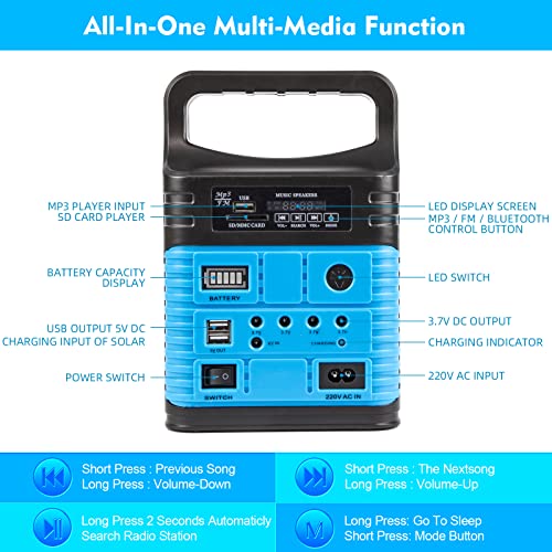 Solar Generator - Portable Power Station for Emergency Power Supply,Portable Generators for Camping,Home Use&Outdoor,Solar Powered Generator With Panel Including 3 Sets LED Light (blue)