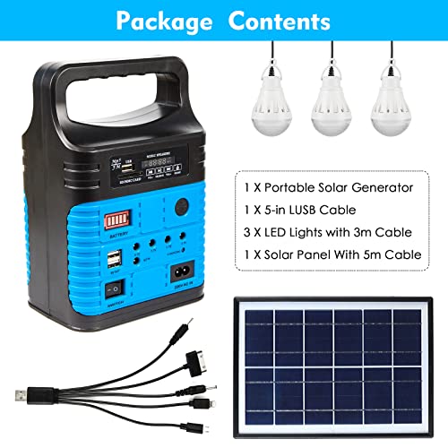 Solar Generator - Portable Power Station for Emergency Power Supply,Portable Generators for Camping,Home Use&Outdoor,Solar Powered Generator With Panel Including 3 Sets LED Light (blue)