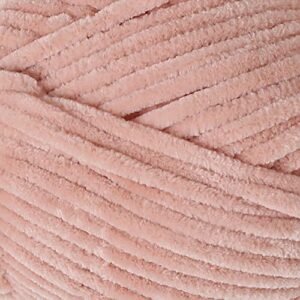 2 Skein La Mia Mellow Velvet Chenille Yarn for Knitting and Crocheting Baby Clothes, Blankets and Accessories, 100% Polyester, 100 gr (3.5 oz) / 115 m (125 Yards), Super Bulky, Powder Pink - 924