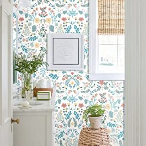 JiffDiff Boho Peel and Stick Wallpaper Floral Wallpaper Vintage Textured Wallpaper for Bedroom, Contact Paper Peel and Stick Kitchen Cabinet Furniture Nursery Renter Friendly Wallpaper