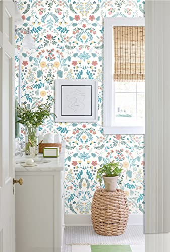 JiffDiff Boho Peel and Stick Wallpaper Floral Wallpaper Vintage Textured Wallpaper for Bedroom, Contact Paper Peel and Stick Kitchen Cabinet Furniture Nursery Renter Friendly Wallpaper