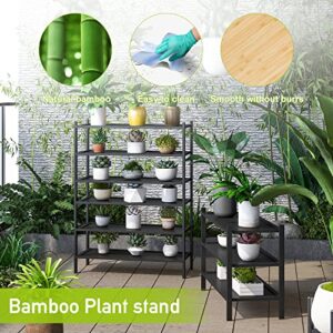 BMOSU 3-Tier Bamboo Shoe Rack Premium Stackable Shoe Shelf Storage Organizer for Hallway Closet Living Room Entryway Organizer(Black)