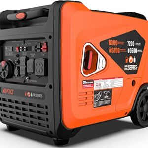 AIVOLT 8000 Watts Dual Fuel Portable Inverter Generator Super Quiet Gas Propane Powered Electric Start Outdoor Generator for Home Back Up Travel RV Camping, 50 State Approved