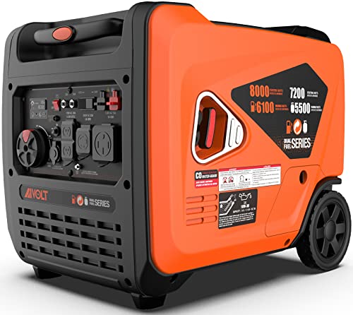 AIVOLT 8000 Watts Dual Fuel Portable Inverter Generator Super Quiet Gas Propane Powered Electric Start Outdoor Generator for Home Back Up Travel RV Camping, 50 State Approved