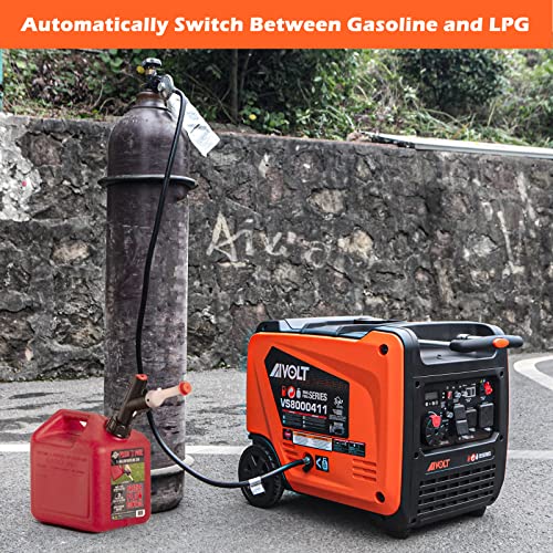 AIVOLT 8000 Watts Dual Fuel Portable Inverter Generator Super Quiet Gas Propane Powered Electric Start Outdoor Generator for Home Back Up Travel RV Camping, 50 State Approved
