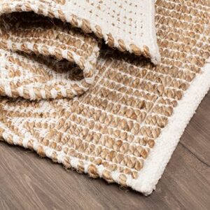 Chindi Rug,Rug 3x5',Rag Rugs,Braided Rug,3x5 Rug,Chindi Rugs,Chindi Handloom Rug 3x5',Farmhouse Area Rugs, Natural Braided Doormat for Kitchen Entryway Pets Playing Chindi Chindi Rugs - Natural/White