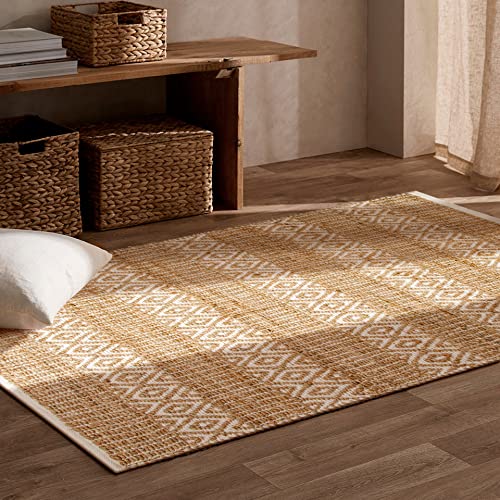 Chindi Rug,Rug 3x5',Rag Rugs,Braided Rug,3x5 Rug,Chindi Rugs,Chindi Handloom Rug 3x5',Farmhouse Area Rugs, Natural Braided Doormat for Kitchen Entryway Pets Playing Chindi Chindi Rugs - Natural/White