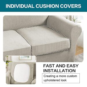 4 Piece Sofa Covers for 3 Cushion Couch Sofa Slipcover Soft Couch Cover for Dogs-Washable Sofa Furniture Covers with 3 Individual Cushion Covers, Feature Jacquard Fabric (3 Cushion Sofa, Island Fossi)