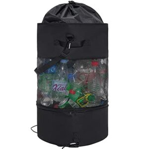 ezakie boat trash bag large boat trash can for 80+ cans, boat trash container with bottom zipper opening, outdoor boat garbage sack storage bag hanging portable mesh fishing boat accessories (black)