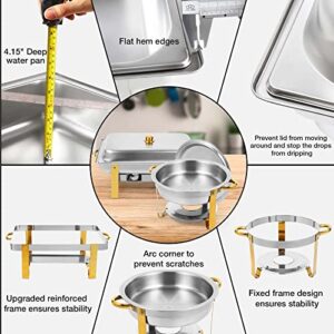 Restlrious Chafing Dish Buffet Set of 4, Stainless Steel 5 QT Round & 8 QT Rectangular Large Capacity Chafers and Buffet Warmers Set w/Food Pan Water Pan, Fuel Can for Catering Event Party Gathering