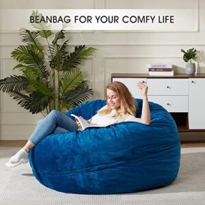 HABUTWAY Bean Bag Chair: Giant 5' Memory Foam Furniture Bean Bag Chair for Adults with Microfiber Cover - 5Ft,Blue