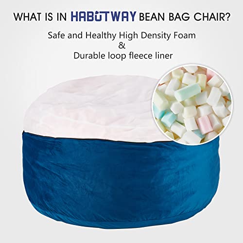 HABUTWAY Bean Bag Chair: Giant 5' Memory Foam Furniture Bean Bag Chair for Adults with Microfiber Cover - 5Ft,Blue