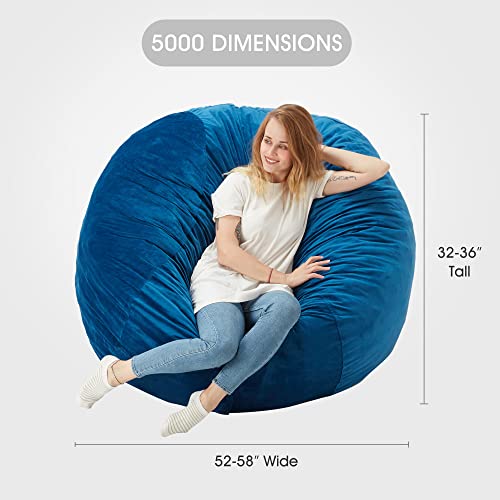 HABUTWAY Bean Bag Chair: Giant 5' Memory Foam Furniture Bean Bag Chair for Adults with Microfiber Cover - 5Ft,Blue