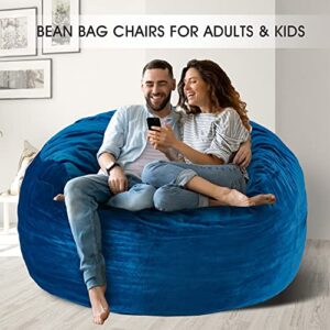 HABUTWAY Bean Bag Chair: Giant 5' Memory Foam Furniture Bean Bag Chair for Adults with Microfiber Cover - 5Ft,Blue