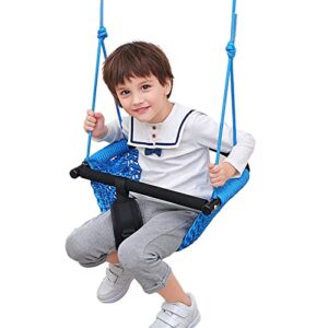 hi-na kids swing seats indoor hand-made kids swing with adjustable rope outdoor swing seat tree swing seat for kids for backyard swing seat for kids for playground child swing for outside (blue)