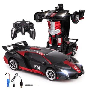 kulariworld remote control transform car robot 2.4ghz 1:18 rechargeable rc car toys for kids one button deformation 360 degree rotating drifting christmas birthday gifts for boys and girls 3-12